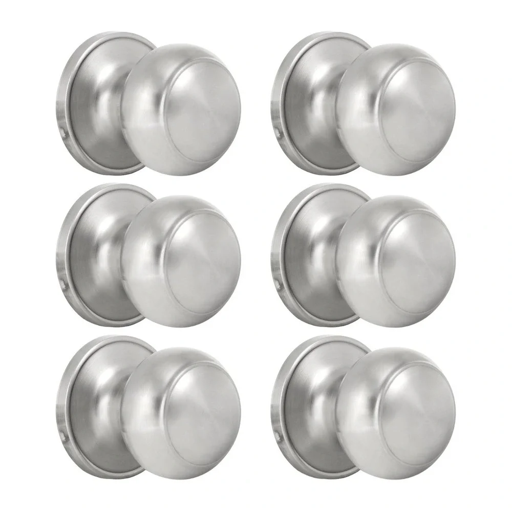 (Pack Round Single Dummy Door Knobs, Individual Non-Turning 6 Satin Nickel